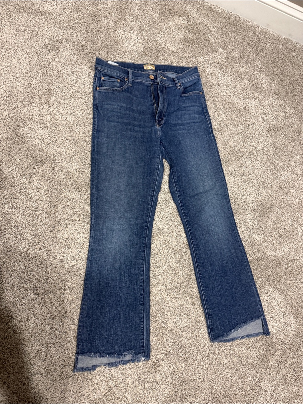 MOTHER Dark Blue Cropped Ankle Jeans